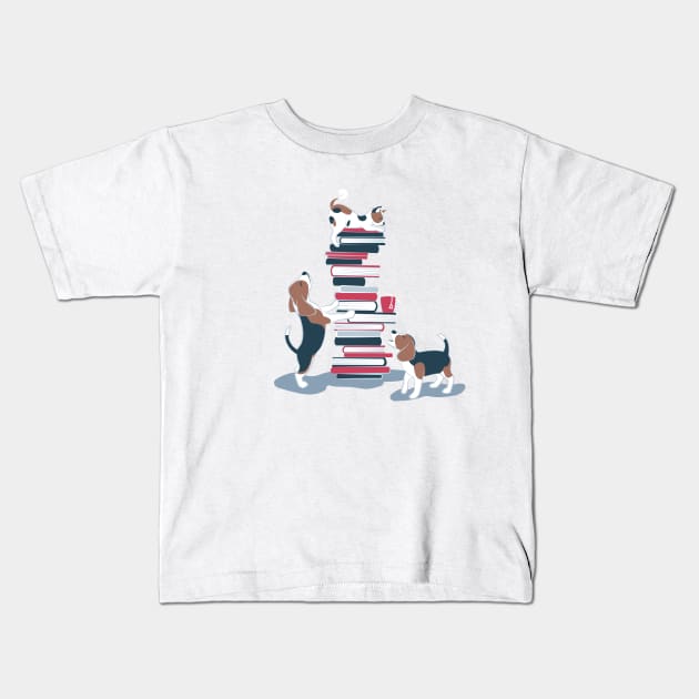 Life is better with books and a friend // spot illustration 02 // blue and red Kids T-Shirt by SelmaCardoso